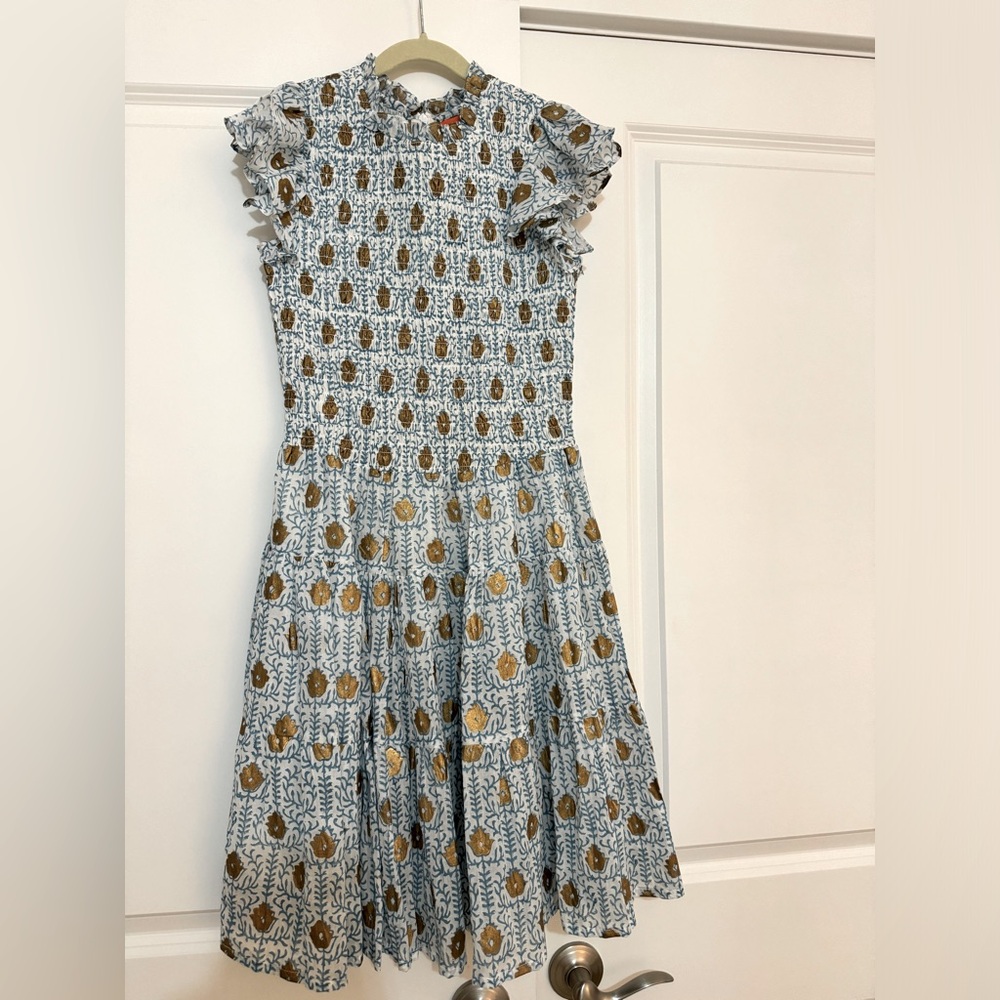 Oliphant Smocked Flirty Mini Dress. Size small.